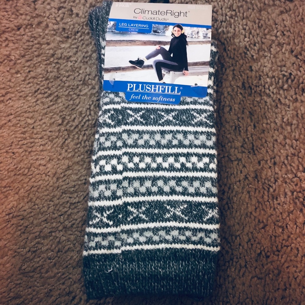 2pr CimateRight Plushfill Crew Socks - Picture 2 of 5